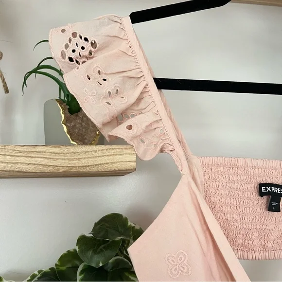 Express Embroidered Cotton Ruffle Mini Dress - Picture 7 of 8